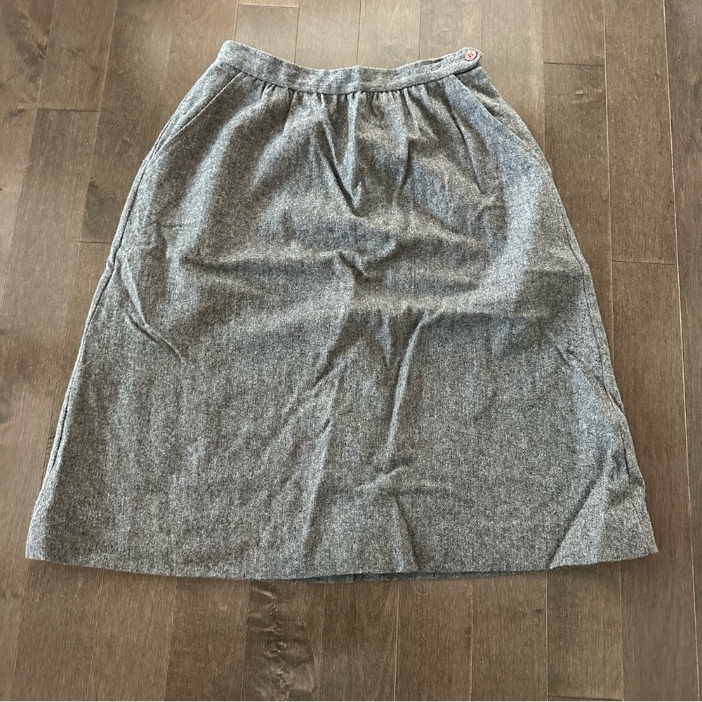 Vintage Hunter Sportswear A‎ Line Midi Wool Skirt Classic Academia 80's Size 6/8
